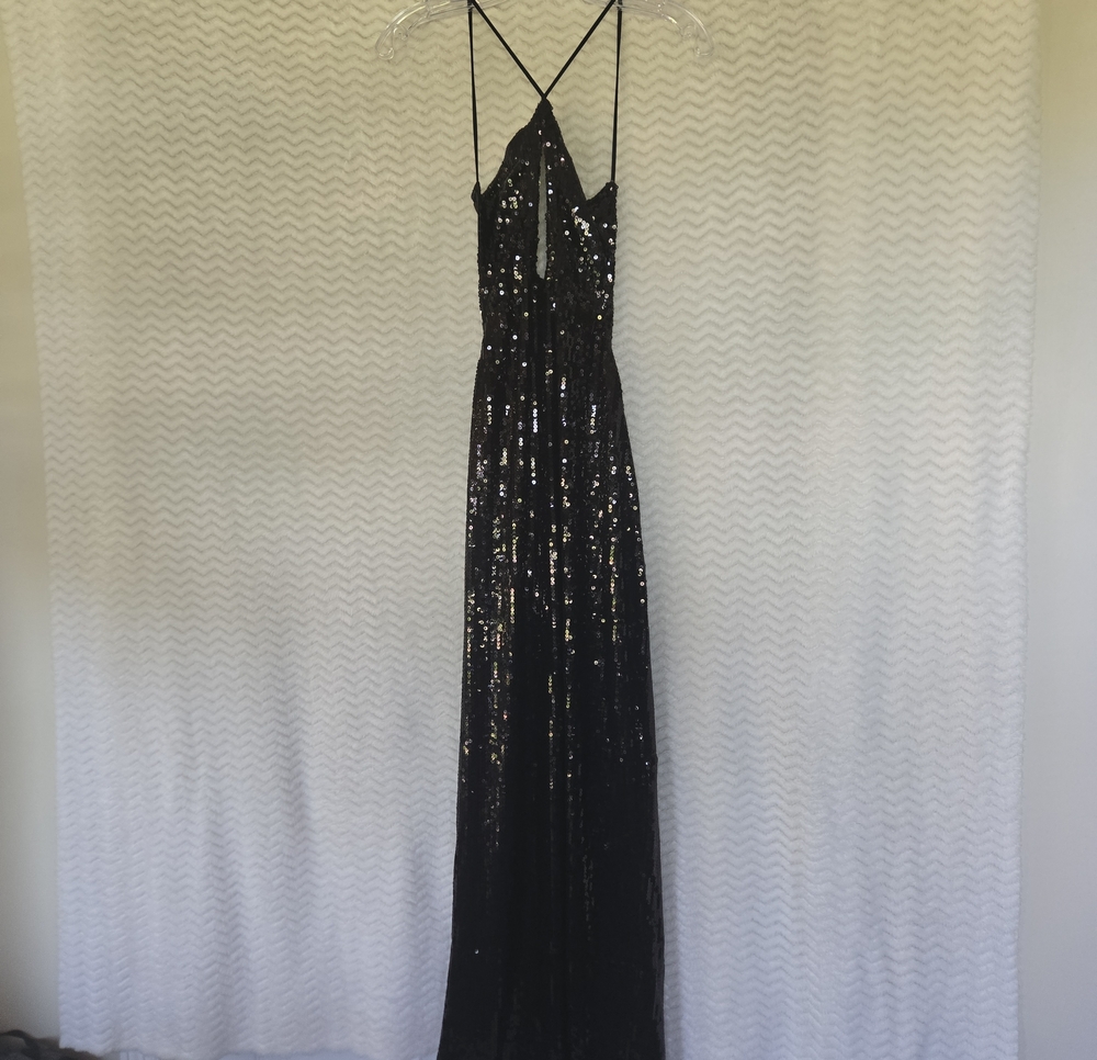 NWT Mew Mews Gaiwan Cutout Sequin Spaghetti-Strap Evening Gown